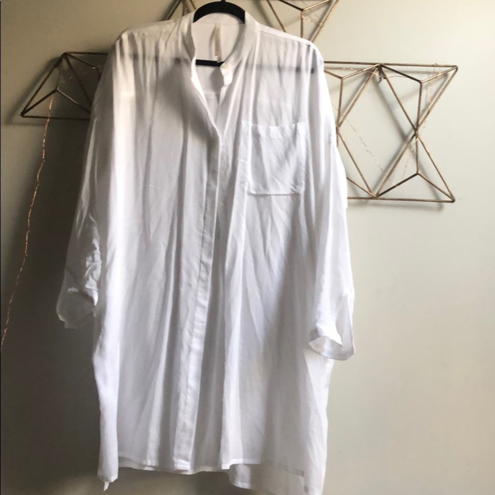 Babaton oversized, sheer white button down